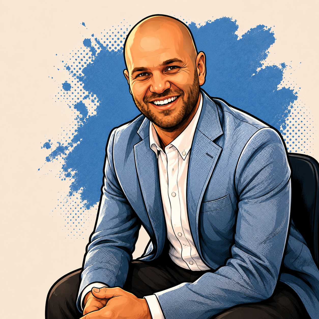Illustrated portrait of Peter Muscat, Director